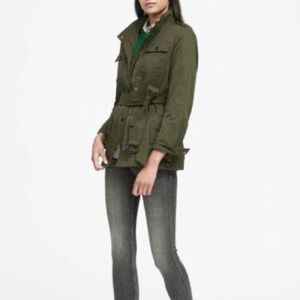 Banana Republic waxed green field jacket. Gently worn, belt not included. Sz XS